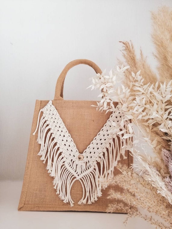 Macrame shop jute bag