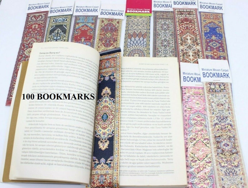 100 Miniature Woven Carpet Bookmarks Turkish Kilim Rug Carpet Etsy