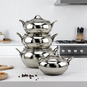 Copper Cooking Pot Set, Hand hammered Copper Pot, Copper Cookware, Copper Casserole
