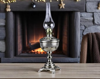 Handmade Copper Oil Lamp – Vintage Decorative Kerosene Lamp, 45 cm / 18 Inches, Rustic Home Decor