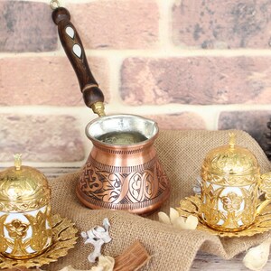Turkish Coffee Set, Greek Coffee Set, Copper Coffee Pot, Coffee Cup, Arab Coffee Set, Handmade Copper Coffee Pot, Christmas gift