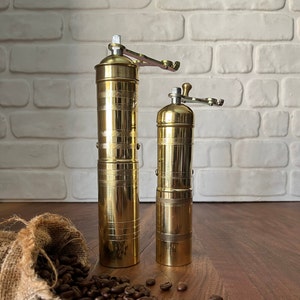 Handmade Traditional Turkish Coffee Grinder With Brass Handle , Brass Coffee Mill, Brass Coffee Grinder, Kitchen Decor