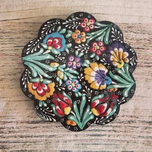 Handmade Decorative Ceramic Trivet 7&quot;, Tile Trivet, Ceramic Coaster, Pot Holder Trivet, Kitchen Table Trivet, Handmade Ceramic Trivet,