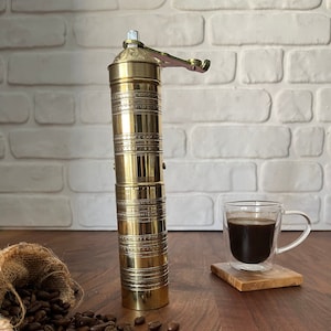 Handmade Traditional Turkish Coffee Grinder With Brass Handle , Brass Coffee Mill, Kitchen Decor