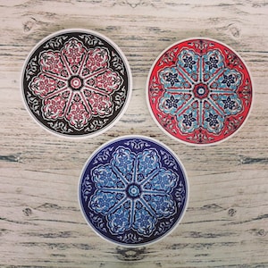 7&#39;&#39; Handmade Ceramic Hot Pad Trivet set of 3, Tile Ceramic Hot Coaster, Pot Holder Trivet, Kitchen Table Trivet, Ceramic Trivet Hot Plate,