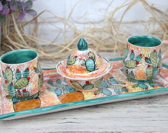 AVE MARIA 陶器アート　額縁付き　イタリア　ヴィンテージ 絵皿 26cm GEO048 マヨリカ焼き イタリア陶器 幾何学模様 | イタリア