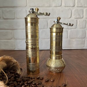 Turkish Brass Coffee Grinder, Traditional Brass Greek Coffee Grinder, Coffee Grinder With Handle, Brass Coffee Mill, Kitchen Decor