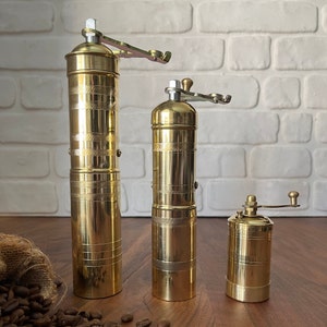 Turkish Brass Coffee Grinder, Traditional Brass Coffee Mill, Coffee Grinder With Crack Handle, Pepper Grinder, Kitchen Decor,