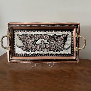Turkish Copper Tray, Turkish Serving Tray, Copper Serving Tray, Turkish Coffee Tray, housewarming gift, home gifts, coffee table decor