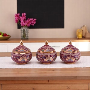 Copper Spice Canister Set, Spice Container Set, Copper Spice Jar Set, Spice Storage Boxes, Kitchen Decoration