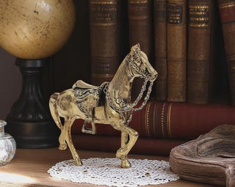 Solid Brass Horse Sculpture: Equestrian Home Decor