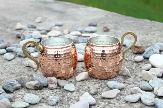 Rame Puro Alimentare Set 4 Bicchieri Moscow Mule In Rame Puro - Tazze Artigianali Martellate 18oz Per Cocktail Ghiacciati Bicchieri Rame Puro Alimentare