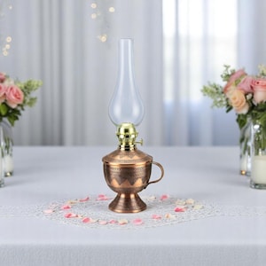 Copper Oil Lamp, Vintage Oil Lamp, Decorative Copper Oil Kerosene Lamp