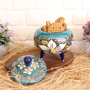 Turkish Handmade Sugar Bowl, Ceramic Candy Bowl, Handmade Cookie Candy Bowl, Turkish Handmade Unique Tile Bowl, Decorative Ceramic Bowl