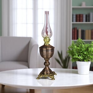 Copper Oil Lamp, Vintage Oil Lamp, Decorative Copper Oil Kerosene Lamp 50cm 20inches