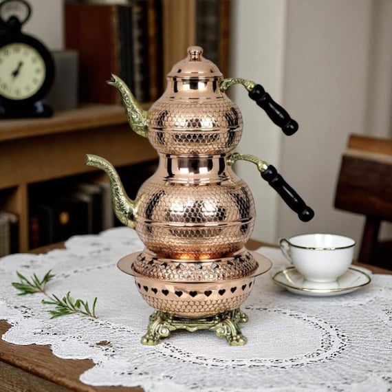 Copper Teapot With Heater, Teapot Warmer Samovar, Tea Maker