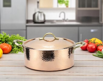 Copper Cooking Pot Set, Hand hammered Copper Pot, Copper Cookware, Copper Casserole