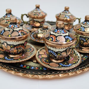Handmade Copper Turkish Coffee Set: Ottoman Espresso Serving Set