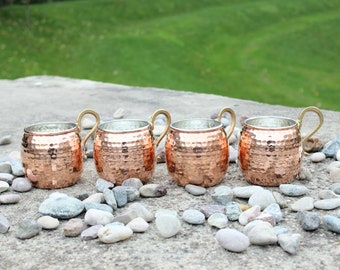 Juego de 4 tazas Moscow Mule de cobre martillado hechas a mano