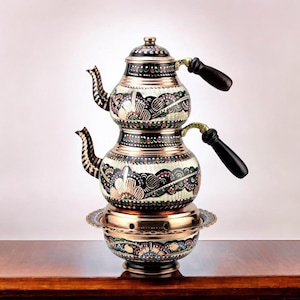 Tekanna i massiv koppar med värmare, Campingtekanna, Turkisk koppartekanna, Tekanna, Tekanna i koppar, Kopparkanna Tekanna, Kopparkanna