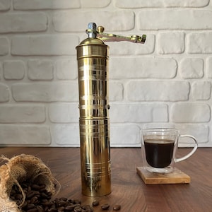 Handmade Traditional Turkish Coffee Grinder With Brass Handle , Brass Coffee Mill, Brass Coffee Grinder 23cm 9&quot;, Kitchen Decor