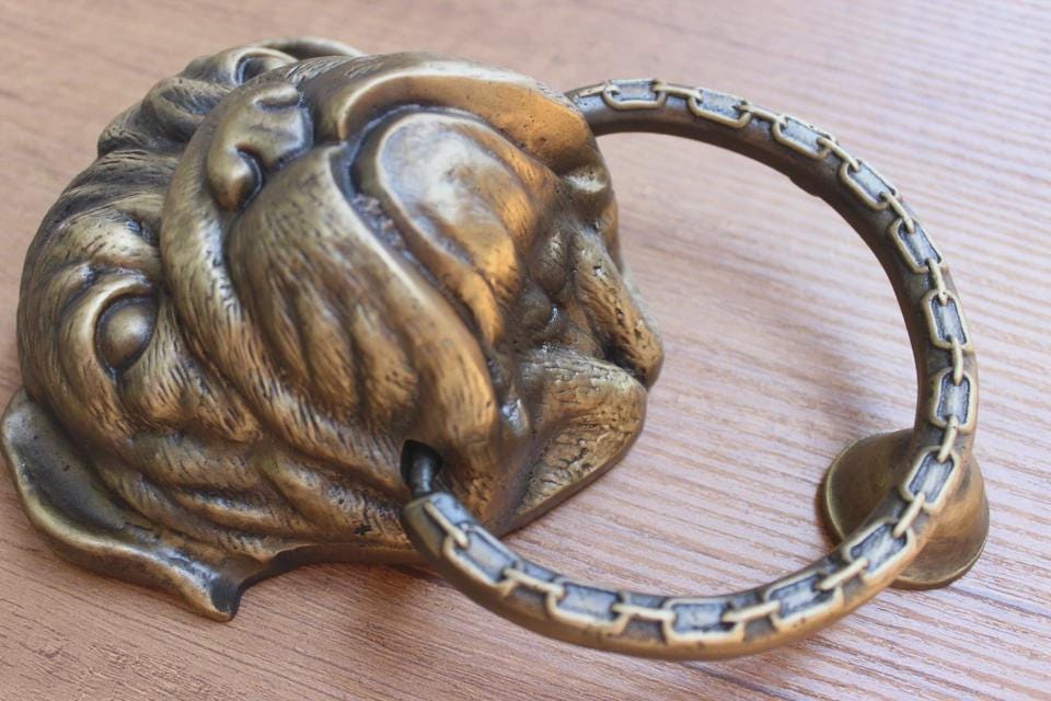 Heurtoir De Porte En Laiton Massif - Tête De Bouledogue Artisanale, Déco Maison Vintage