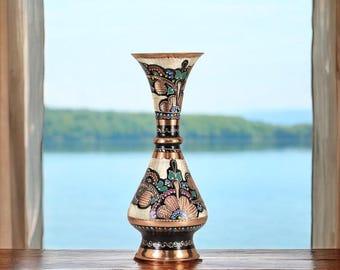 トルコ 銅製 花瓶 手作り 手作りの100%銅製模様装飾花瓶 - 伝統的なトルコデザイン - Etsy 日本