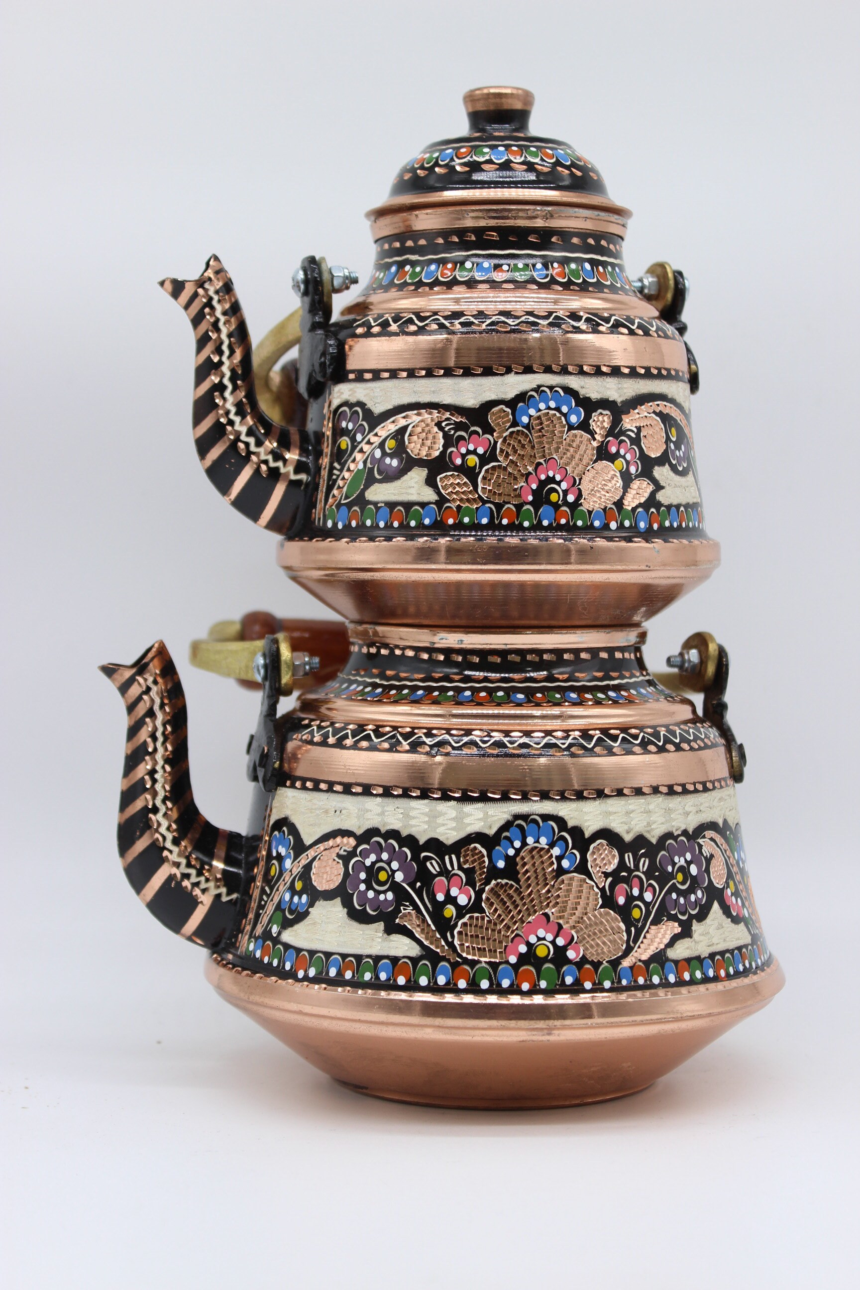 Heavy Turkish Copper Teapot With Wooden Handle Copper Kettle Etsy UK