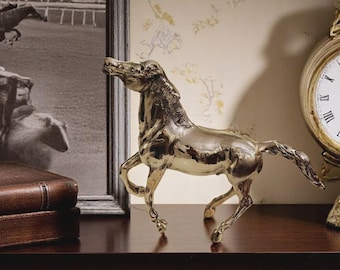 Solid Brass Horse Sculpture: Equestrian Home Decor