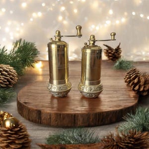 Handmade Turkish Brass Pepper Grinder: Kitchen Decor Spice Mill