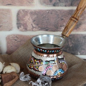 For 5 cups Large Size Turkish Handmade Copper Coffee Pot, Turkish Coffee Pot, Greek Coffee Pot, Traditional Copper Coffee Pot Cezve Jezve