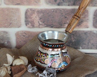 For 5 cups Large Size Turkish Handmade Copper Coffee Pot, Turkish Coffee Pot, Greek Coffee Pot, Traditional Copper Coffee Pot Cezve Jezve
