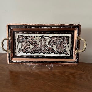 Turkish Copper Tray, Turkish Serving Tray, Copper Serving Tray, Turkish Coffee Tray, housewarming gift, home gifts, coffee table decor