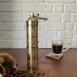 Handmade Turkish Brass Coffee Grinder: Manual Pepper Mill, Kitchen Decor