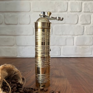 Handmade Traditional Turkish Coffee Grinder With Brass Handle , Brass Coffee Mill, Kitchen Decor