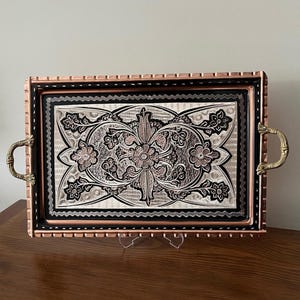 Turkish Copper Tray, Turkish Serving Tray, Copper Serving Tray, Turkish Coffee Tray, housewarming gift, home gifts, coffee table decor