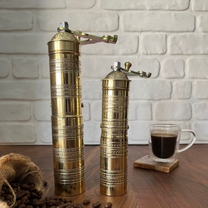 Handmade Traditional Turkish Coffee Grinder With Brass Handle , Brass Coffee Mill, Brass Pepper Grinder, Brass Kitchen Decor