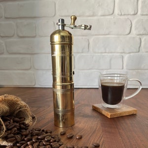 Handmade Traditional Turkish Coffee Grinder With Brass Handle , Brass Coffee Mill 7&quot; 17cm, Kitchen Decor