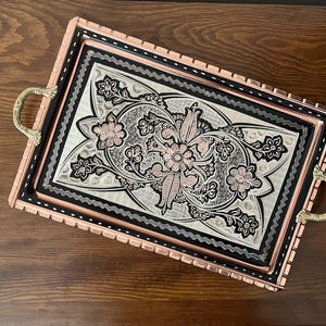 Turkish Copper Tray, Turkish Serving Tray, Copper Serving Tray, Turkish Coffee Tray, housewarming gift, home gifts, coffee table decor