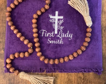 First Lady Towel, Personalized Towel, Clergy Towel, Clergy Gift, Church Gift, Fringed Fingertip Towel