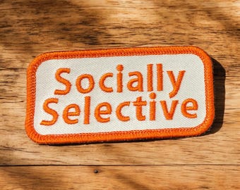Socially Selective Dog Patch, Funny Embroidered Patch for Introvert Dogs, Pet Vest, Bandana, or Backpack Accessory, Anti-Social Dog Patch