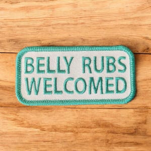 Belly Rubs Welcomed Dog Patch, Embroidered Patch for Friendly Dogs, Hook Dog Vest Patch, Sew-on Dog Vest Patch
