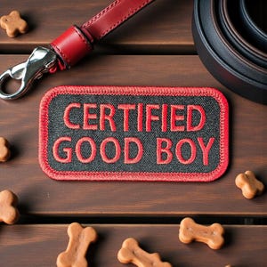 Certified Good Boy Pet Patch, Dog Patch, Pet Patch, Pet Vest Patch, Sew-on Patch, Hook Patch