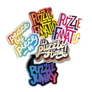 I Love Puzzles Weatherproof Vinyl Sticker Pack, Jigsaw Addicts