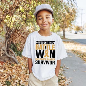 I Fought The Battle And Won Shirt, Childhood Cancer Survivor Shirt, Childhood Cancer Awareness, End of Treatment Shirt, Kids Cancer Shirt