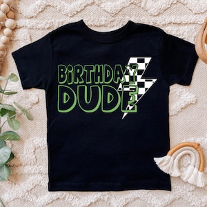 Birthday Dude Shirt, Checkered Birthday Shirt, Lightning Bolt Birthday Shirt, Retro Birthday Dude Shirt