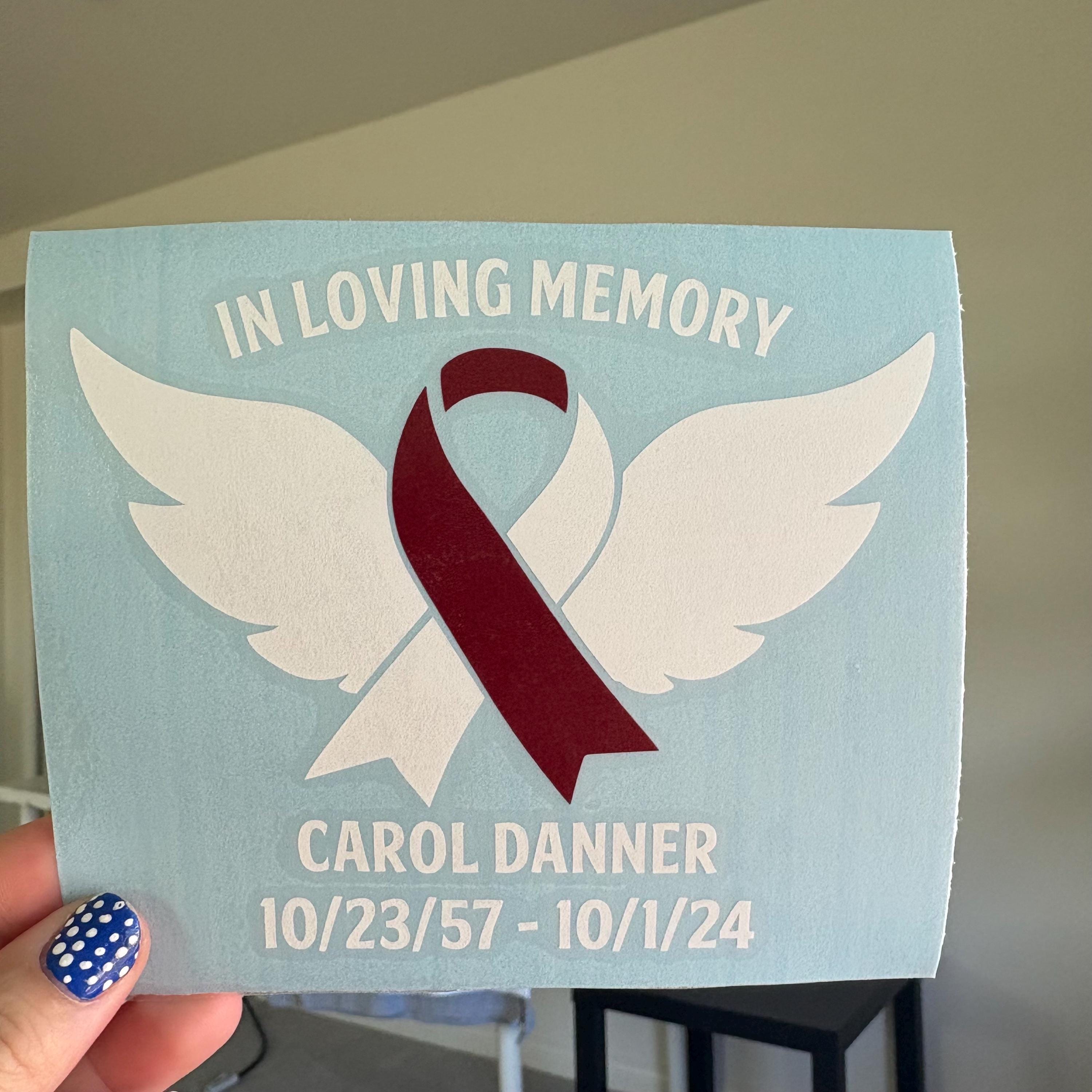 Memory Cancer Design In Loving Memory Cancer Car Window Decal, in Loving Memory Cancer Car ...