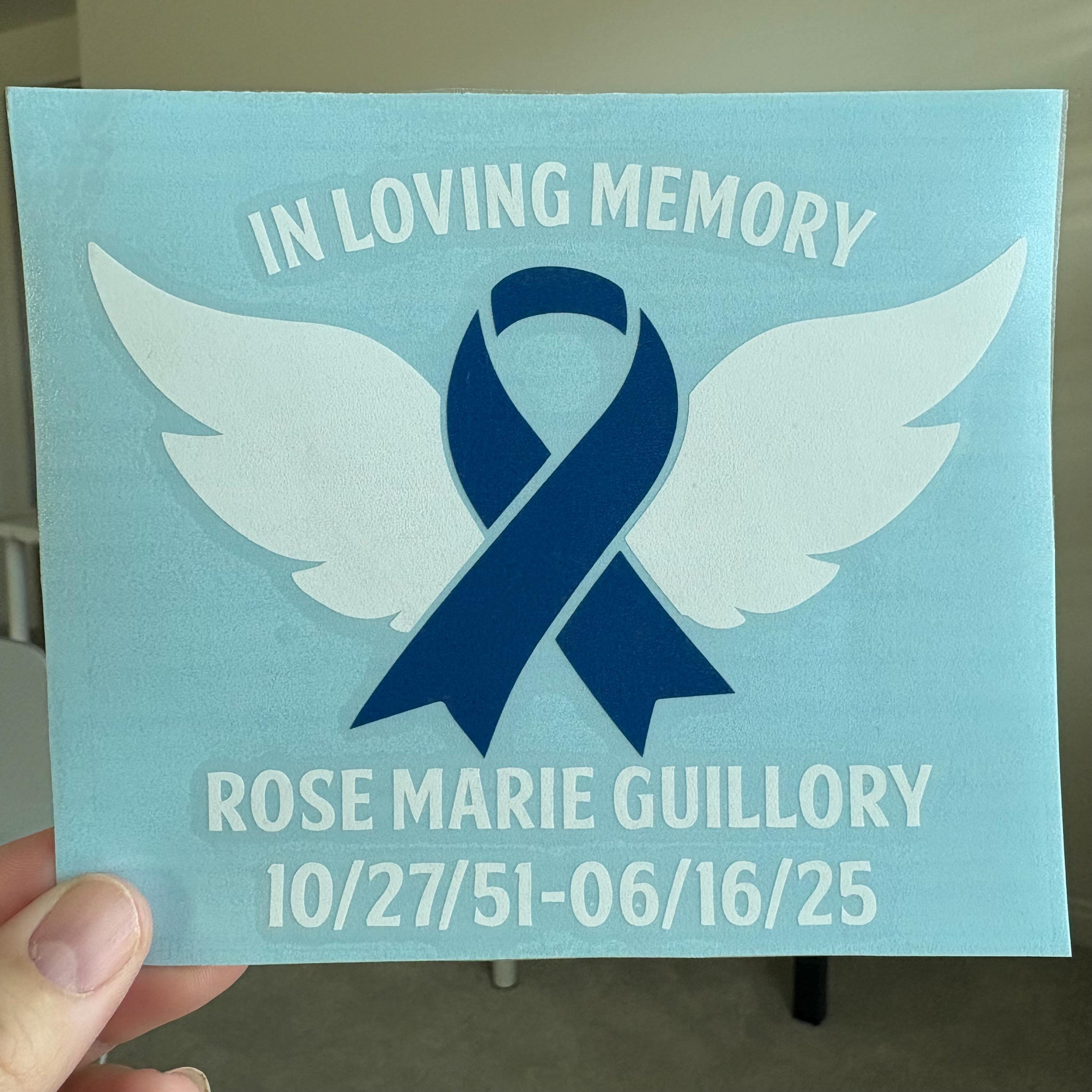 Memory Cancer Design In Loving Memory Cancer Car Window Decal, in Loving Memory Cancer Car ...