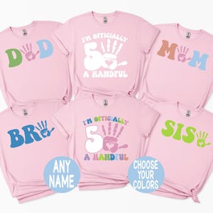 Girls 5th Birthday Shirt: Officially A Handful - Hi 5