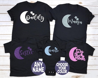 Two The Moon Mom Birthday Shirt, Two The Moon Dad Birthday Shirt, 2nd Birthday, Second Birthday, Space Birthday Shirt, Moon Birthday Shirt